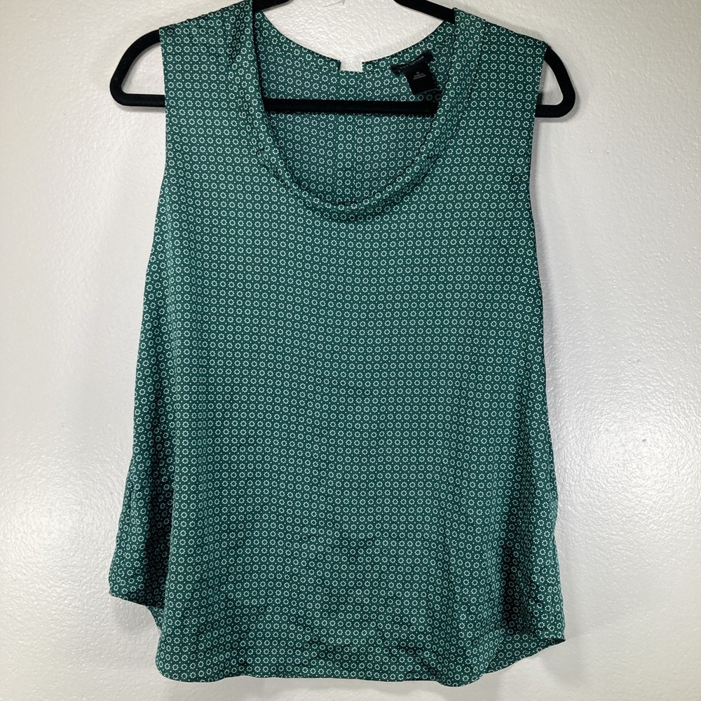 Ann Taylor M Green Silky Tank Cowl Neck